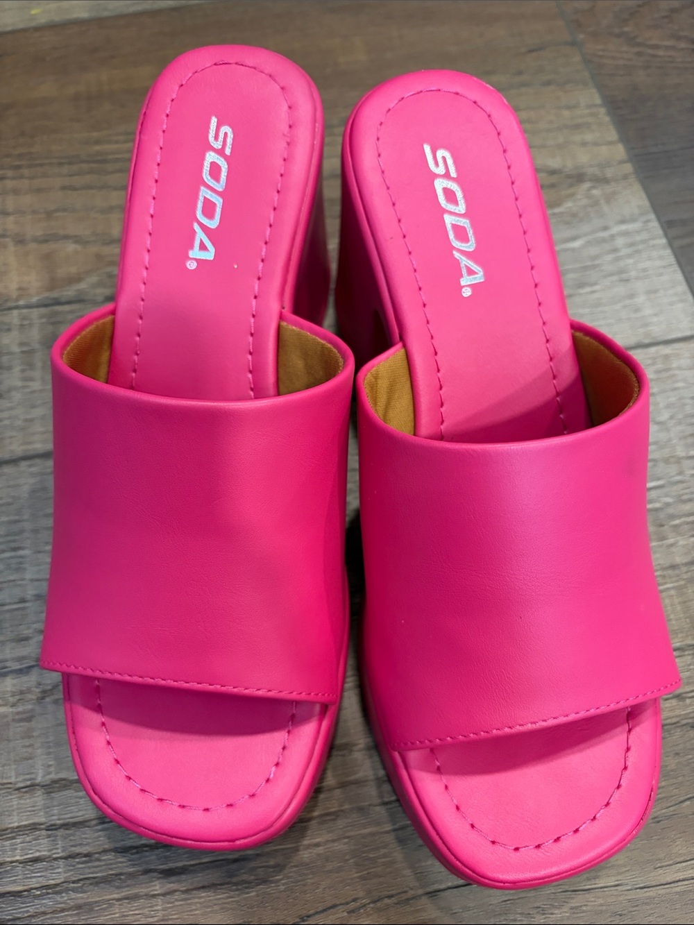 Soda Vibrant Hot Pink Slide Mules